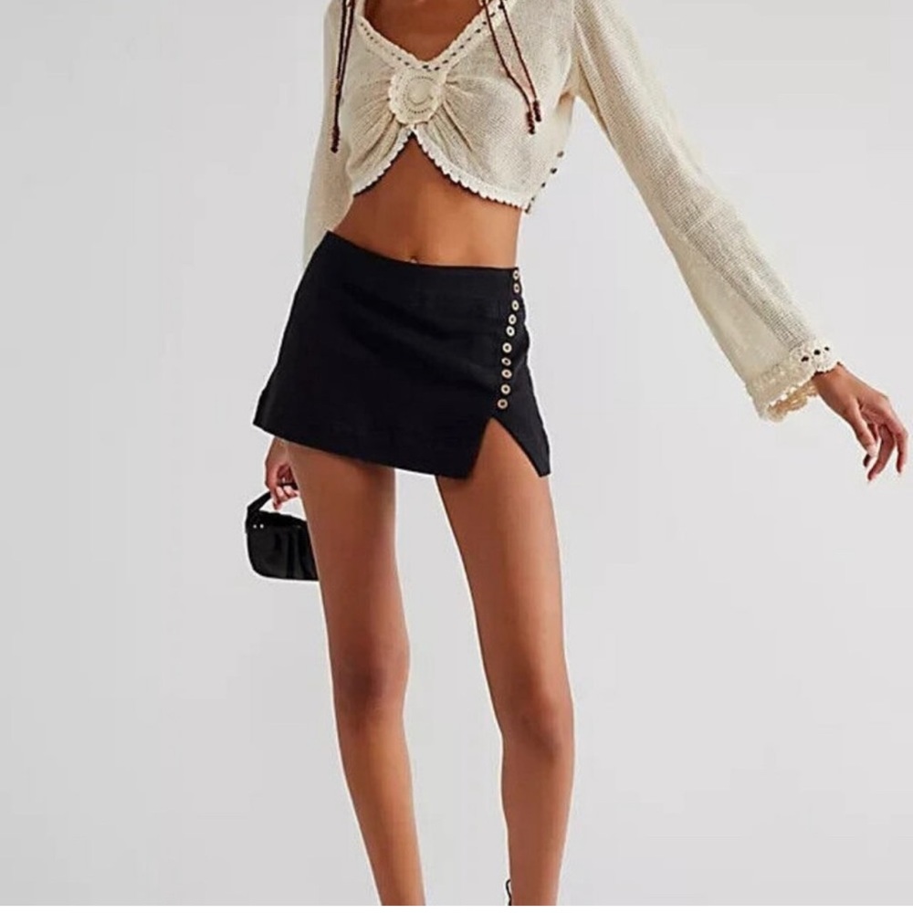 NWOT Free People Black, Rock the Boat Mini Skirt